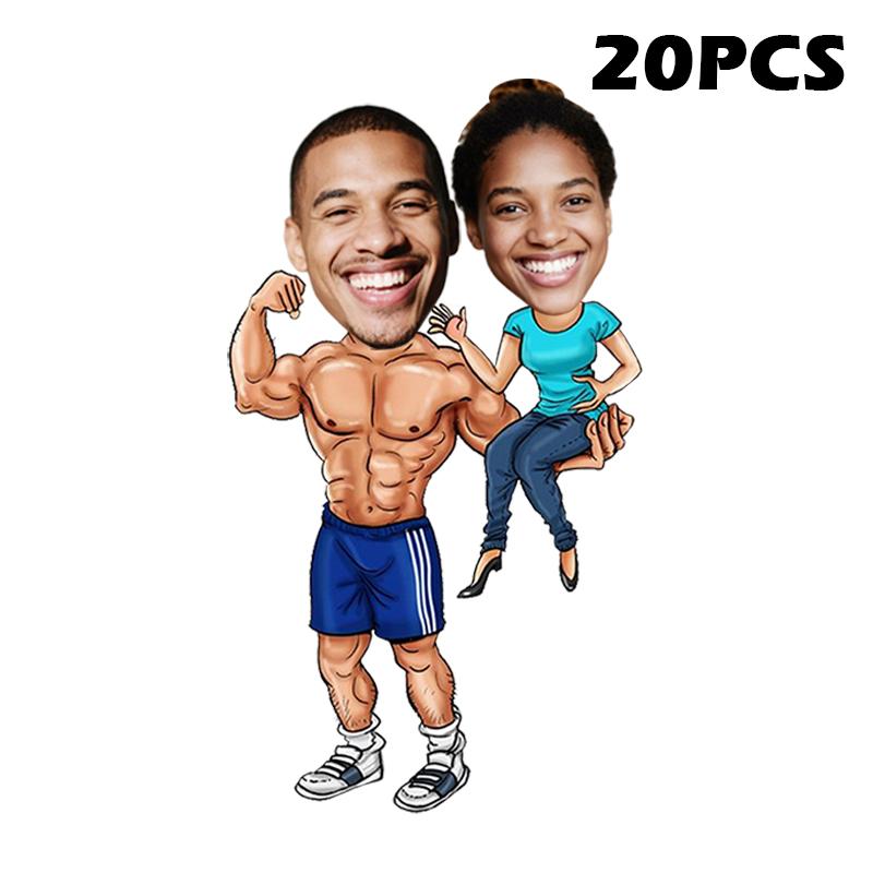 

20Pcs Customized Sticker Muscle Man Half body Pattern Stickers Suitable Kids Adult Birthday Celebration Party Stickers Ornament 5CM