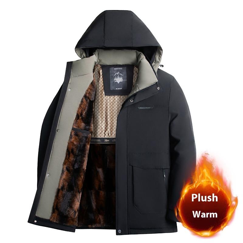 Cozy Up Men's Parka Winter Coats Warm Puffer Jacket with Removable Fur Hood