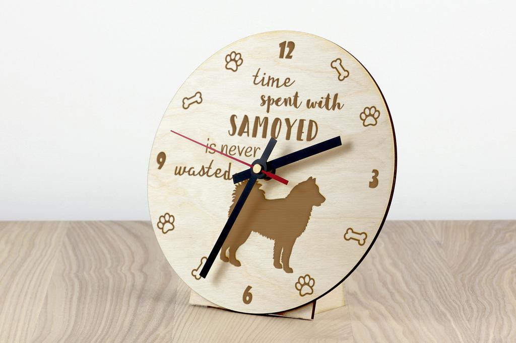 Samoyed, Bjelkier, Samoiedskaya Sobaka - clock with dog, wooden clock with engraving, personalised clock by Art-Dog
