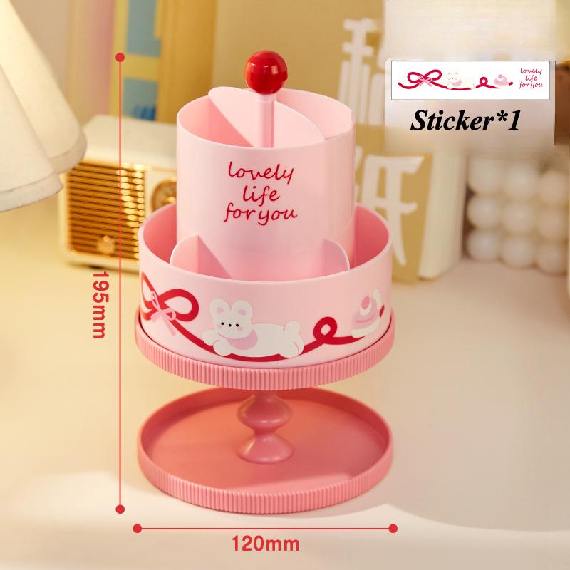 Cartoon Puppy Pen Holder Storage Box with Free Stickers INS Style Large Capacity Rotatable Storage Box for Students Desktop New