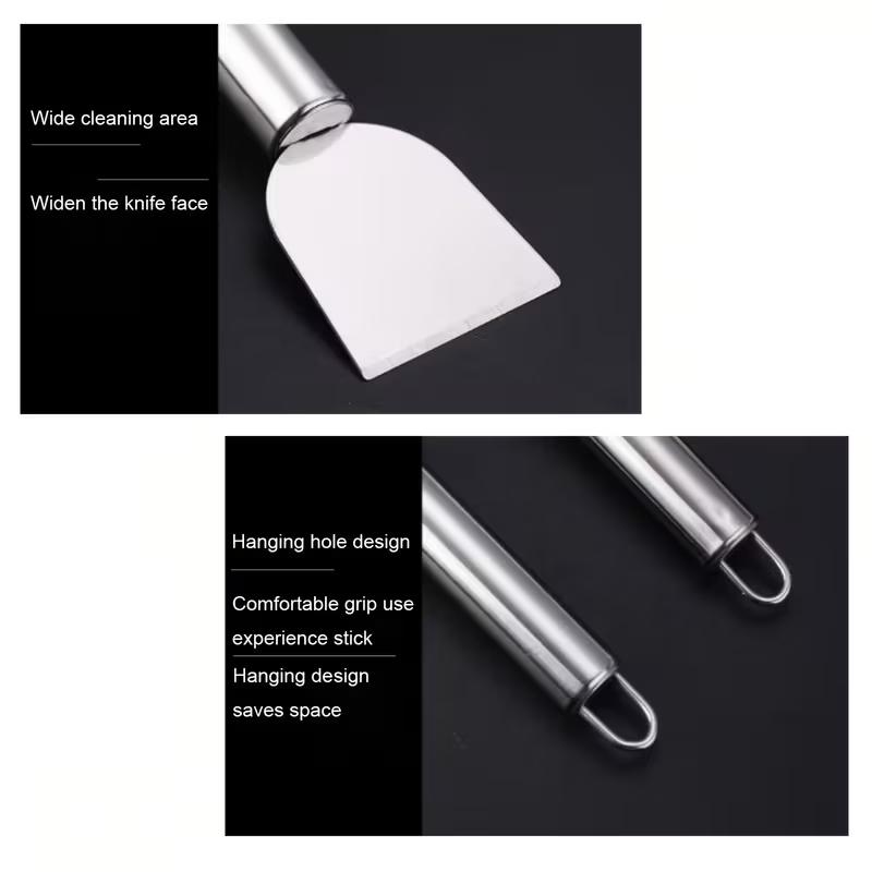 Durable Stainless Steel Scraper for Kitchen Cleaning, Ice Frost Removal Shovel, Multipurpose Stain Remover Tool for Stove, Oven and Household Use