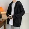 Men Sweater Long Sleeve Zipper Closure Solid Color Hollow-out Design Super Soft Decorative Polyester Men Hooded Sweater Coat Autumn