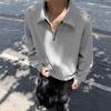 Heavy Semi-zipper Sweater for Men's Design Sense Metal Rivet Decoration Lapel Coat Top
