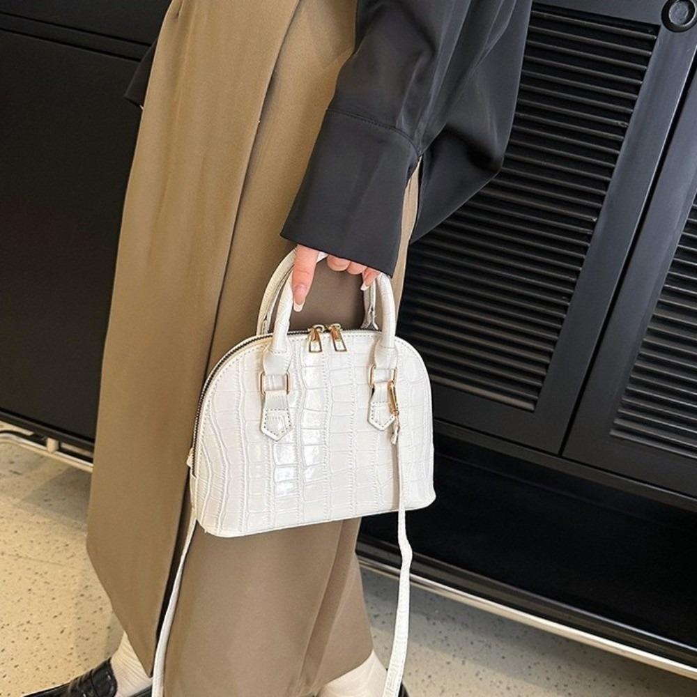 PU Leather Shoulder Bag French Style Women Handbags Vintage Crocodile Pattern Shell Bag  Women