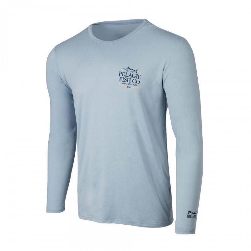PELAGIC T-shirt da Pesca Manica Lunga Girocollo Protezione Solare Sensazione di Seta Ghiacciata Traspirante Casual Sportiva per Luya