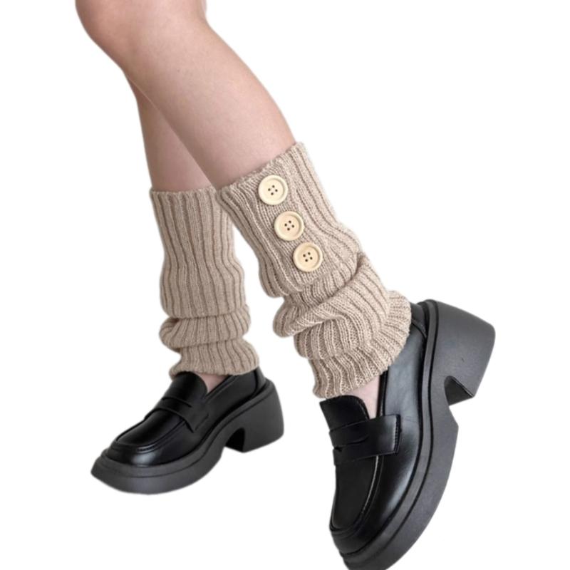 Lolitas Leg Warmers for Women Girls Button Leg Warmer Winter Knitted Long Socks Gothic Harajuku Leg Cover Streetwear