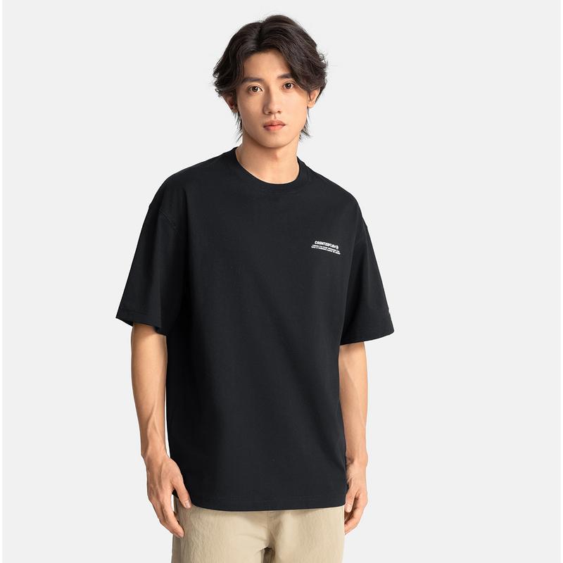 Li Ning Outdoor Series CF Water Resistant Solid Color Letter Round Neck Ice Feel Comfortable Antibacterial Short Sleeve T-Shirt Men T-Shirts ATSV189-1