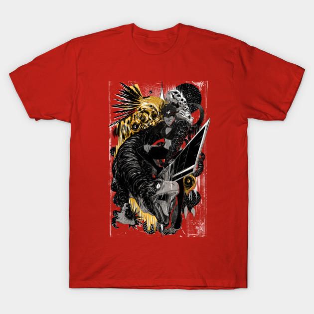 Men Black Print T-shirt Dark Dino! No-Cut Transfer Paper Print Cotton Tshirt S
