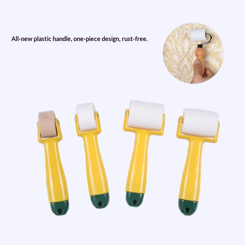 Multi-Size Wallpaper Seam Roller, Non-Slip Handle Wooden & Plastic Pressure Roller For Wallpaper Installation Wall Covering Smoothing Tool