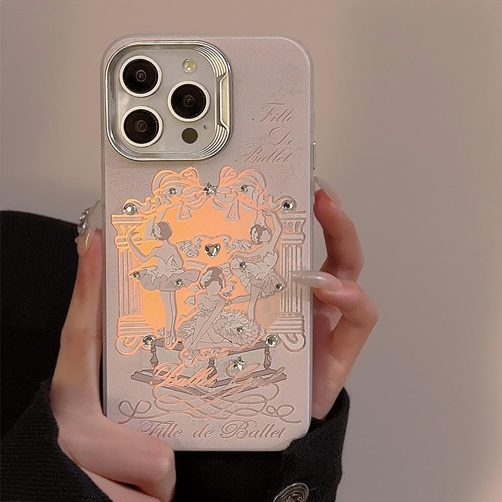 Ballettmädchen iPhone15 Geeignet für 14Promax Handyhülle 12 Apple 13 Laser 16 Wollkugel Seil 14 Hart