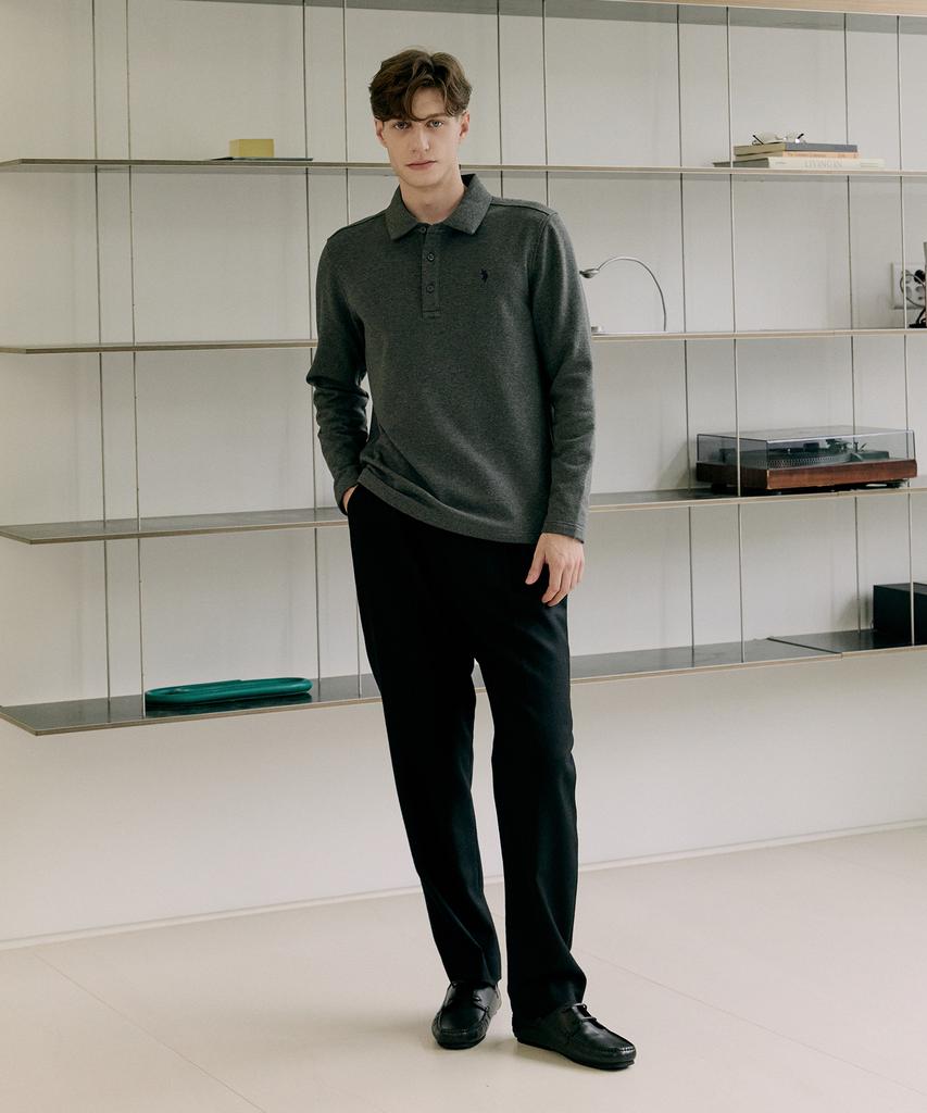 USPOLOASSN Brushed Collar T-Shirt_Melange Grey