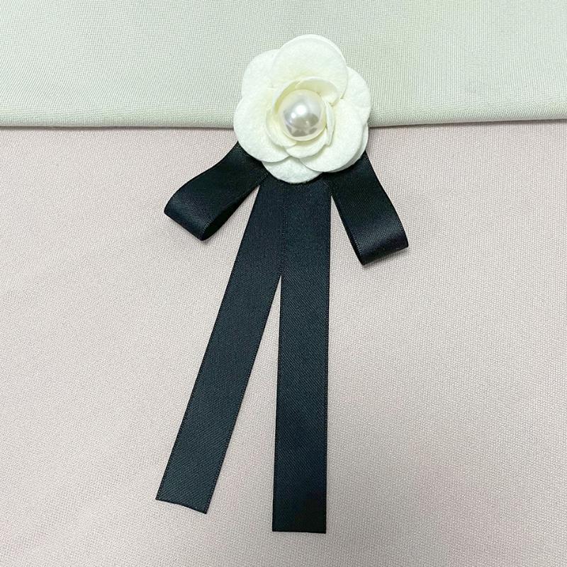 New Black Bowtie Ribbon Bow Brooch Fabric Camellia Flower Brooch Pins Vintage Wedding Party Brooches For Women Accessories