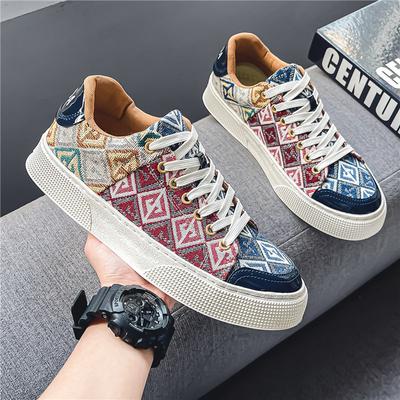 Scarpe da Uomo in Tela di Lusso con Stampa alla Moda Sneakers Rosse Casual da Designer Uomo Scarpe Hip Hop per Skateboard Scarpe da Ginnastica Traspiranti da Uomo in Tela