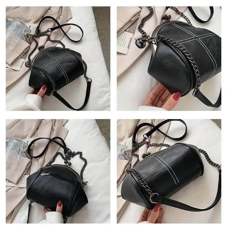 Fashi Women Shoulder Bag Casual Chains Crossbody Bag Small Kiss Lock Female Handbag pu leather cute Flap Lady Bolsa Feminina