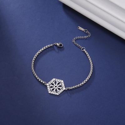 Nordic Stainless Steel Viking Valhalla Bracelet Women Chic Viking Nordic 24 Alphabet Runes Snowflake Disc Pendant Bracelet