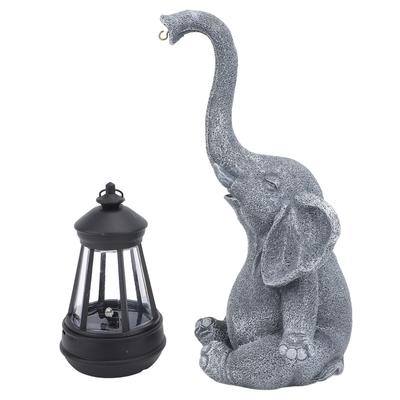 Elephant Statue Solar Light Sculpture Decor Yard Decoration Solar Light Outdoor Garden Statue for Ba