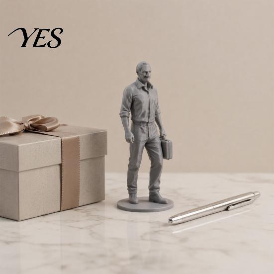 Gratfreie Glatte Linien Modell Schreibtisch Geschäftsmann Statue, 3D Gedruckte Büro Dekoration für Männer, Platzsparende Executive Figur mit Aktentasche, Motivierend