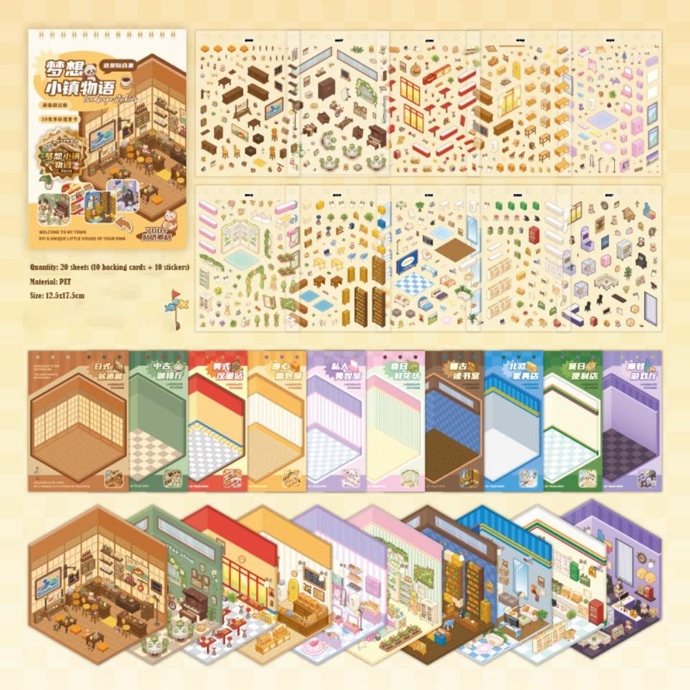 20Pcs/Book 3D Miniature Scene 3D Stickers DIY Notebook Sticker Landscape Sticker Book  Children Gift