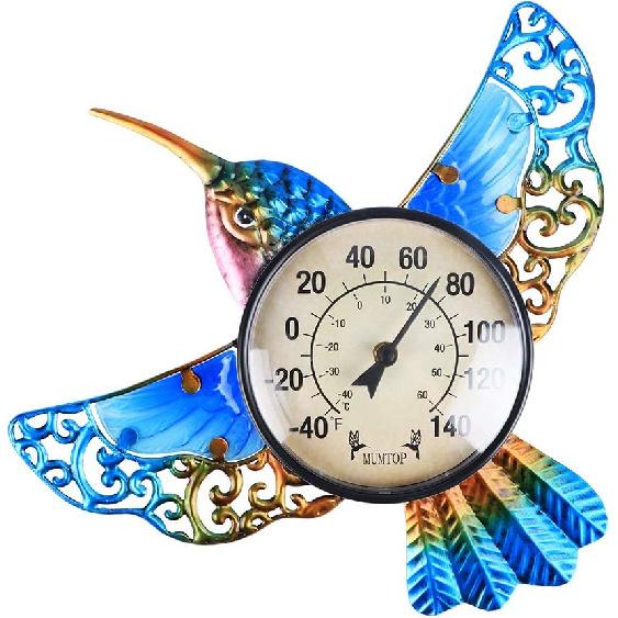 MUMTOP Комнатный уличный термометр Колибри Водонепроницаемый настенный термометр для патио, двора, сада