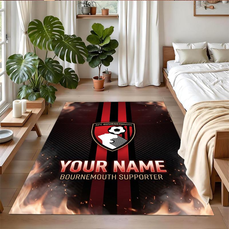 Kristall Samt Teppich Benutzerdefinierter Text, Weiche Rutschfeste Fußmatte Heimdekoration Bournemouth Fußball