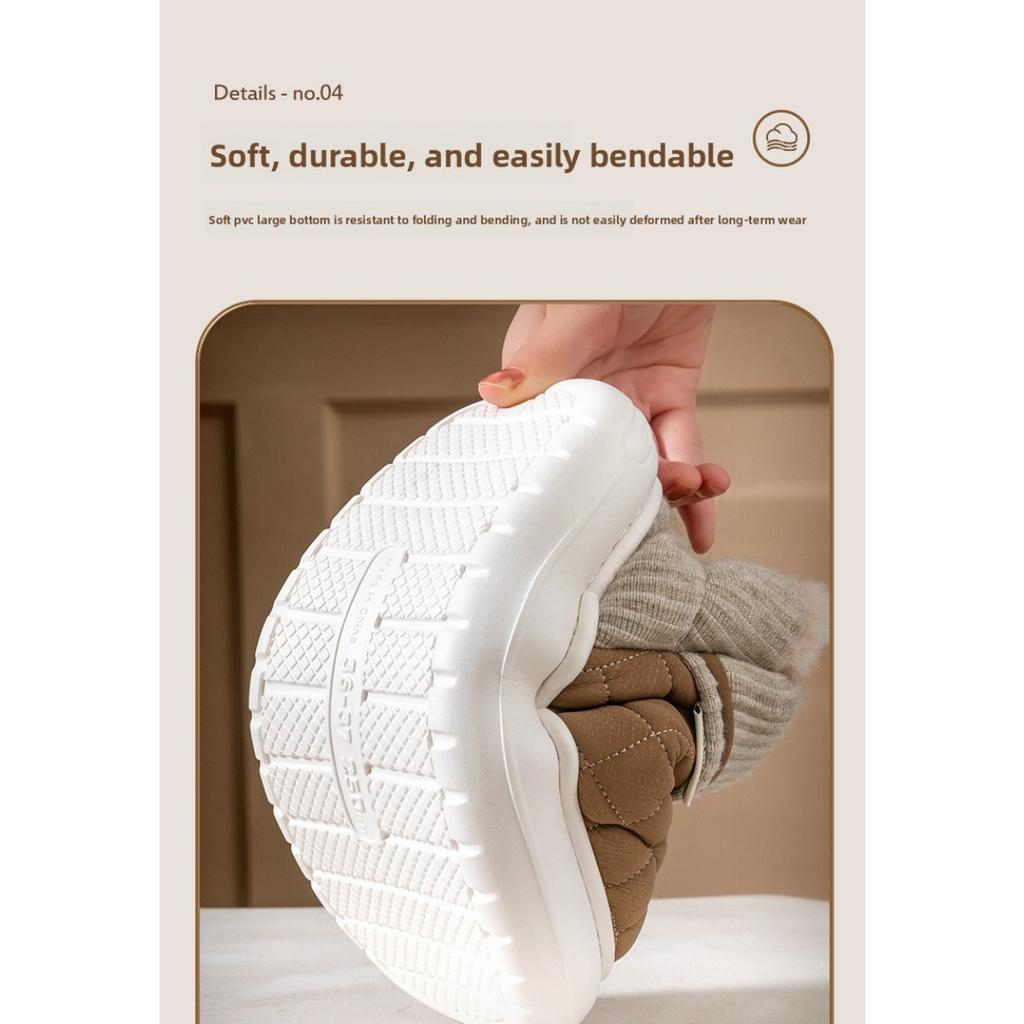 Winter Thick Soled Anti Slip Cotton Shoes for Women, Durable for Home and Outdoor Wear, Warm and Plush Bag Heels, Cotton Shoes for Outdoor Wear