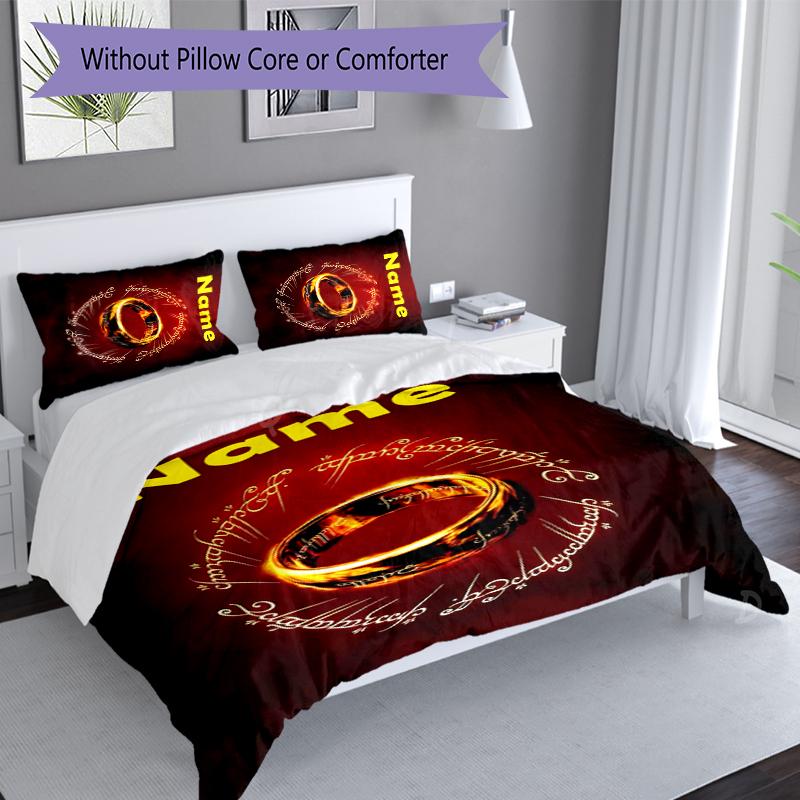 3pcs Custom Name The Fellowship of the Ring Bedding Set,Includes 1 Duvet Cover and 2 Pillowcases,All-season Bedroom Decor