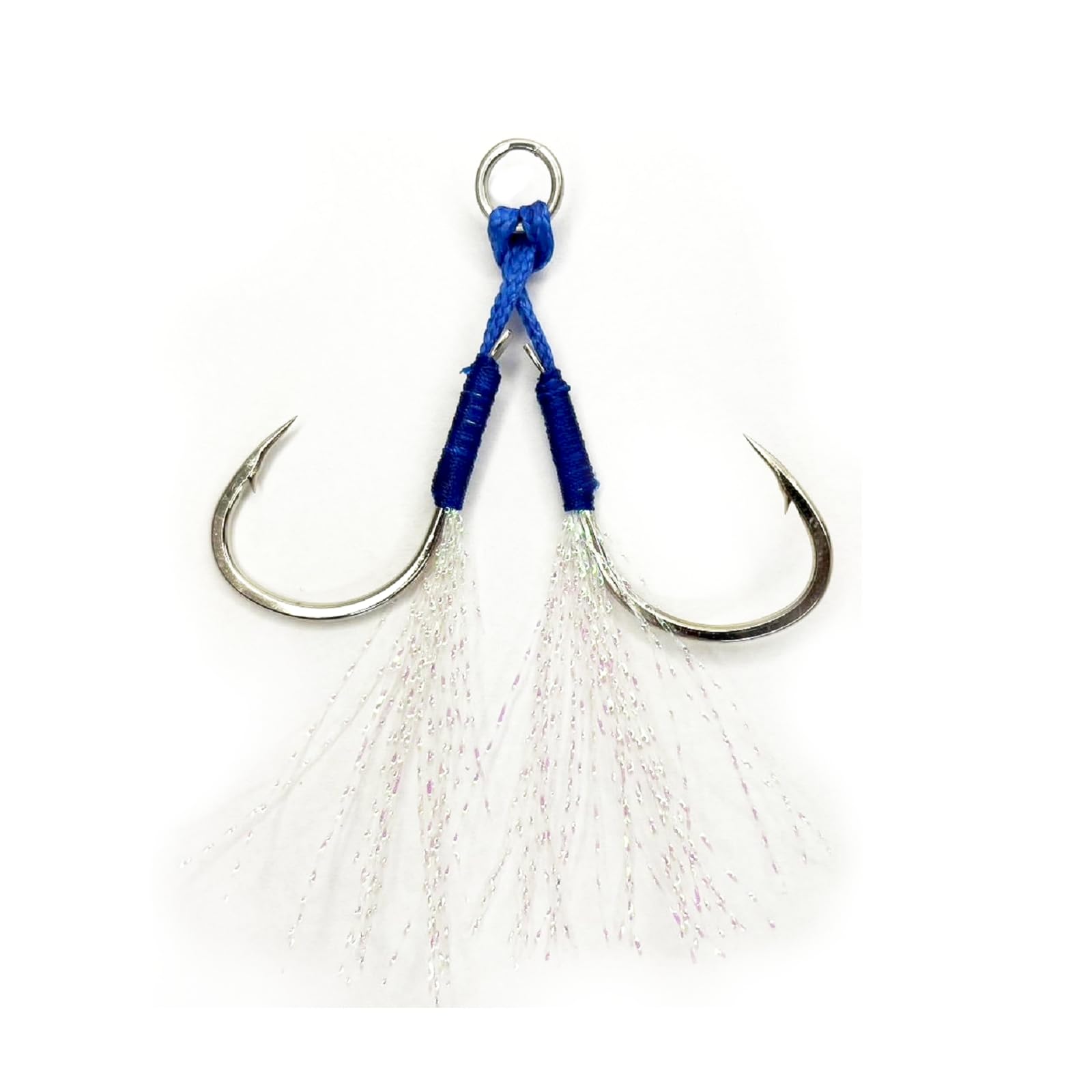 MONOSTORE Assist Hook Double Set of 10 Fishing Hooks Feather small синий