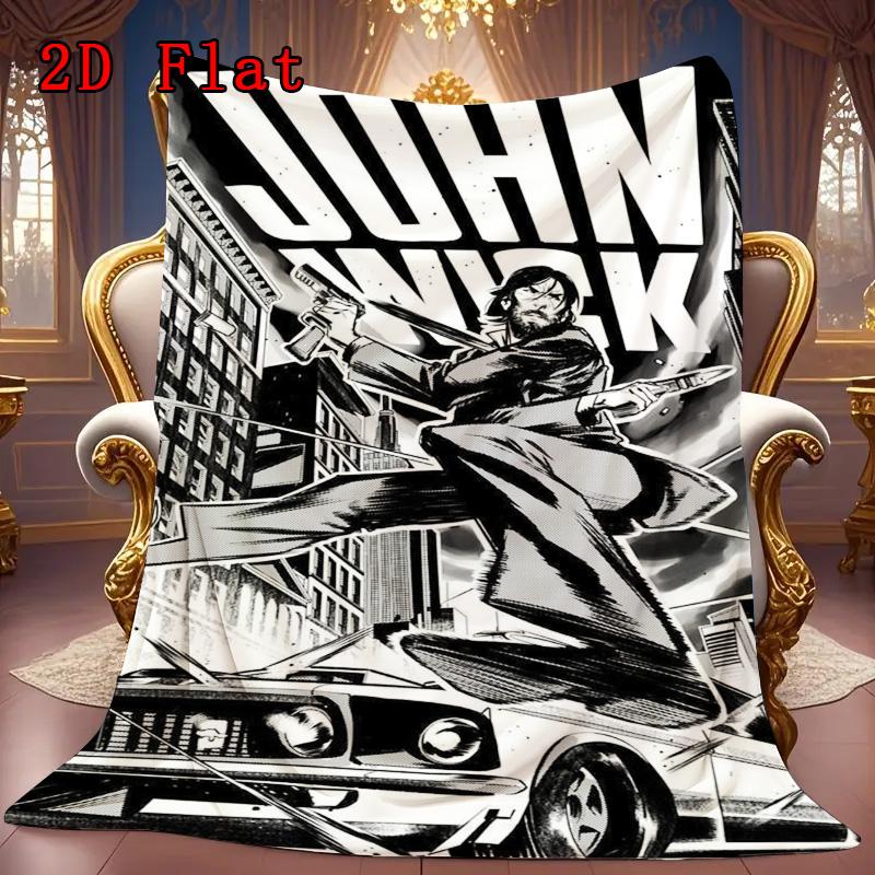John Wick 2D Flat Pattern Flannel Blanket High quality All Seasons Warmth and Comfort Perfect for Christmas Gifts.SMT0917572