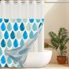 No Hook Water Drop  Pattern Shower Curtain With Snap-In Fabric Liner, Sheer Top Window, Waterproof Double Layer Bathtub Curtain