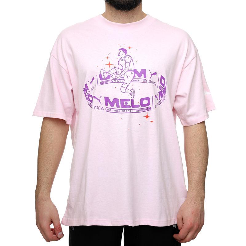 Puma Casual Breathable Sports Letter Print Round Neck Short Sleeve T-Shirt Unisex Tops Pink 625347-01