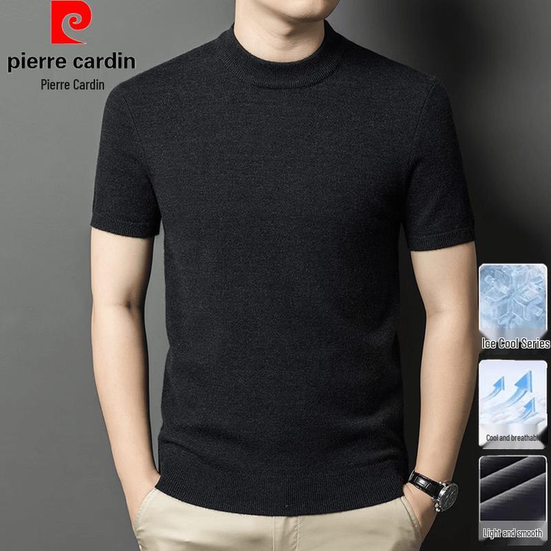 

Pierre Cardin Men s Faux Wool Round Neck Short Sleeve T-Shirt 175/XL