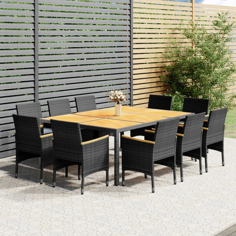 Ensemble à manger de jardin 11 pcs résine tressée