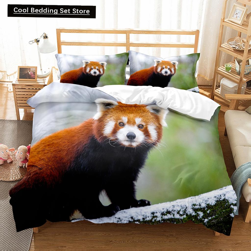 Brown Raccoon King Queen Double Full Duvet Cover Lovely Animal Bedding Set Wildlife Quilt Cover 2/3pcs Polyester Comforter Cover