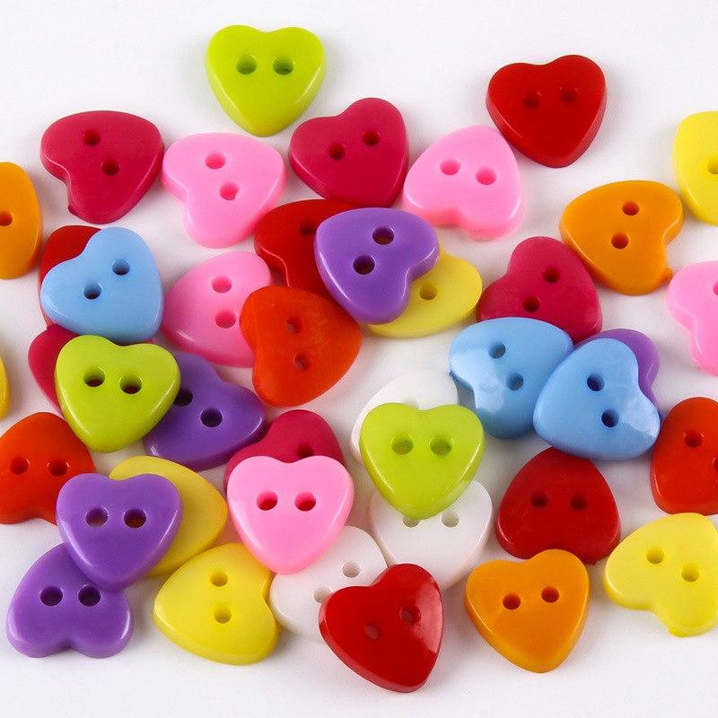 

Plastic 100PCS Sewing lots Mix Colorful 13mm Buttons Heart Shape Color Random 13mm approximately
