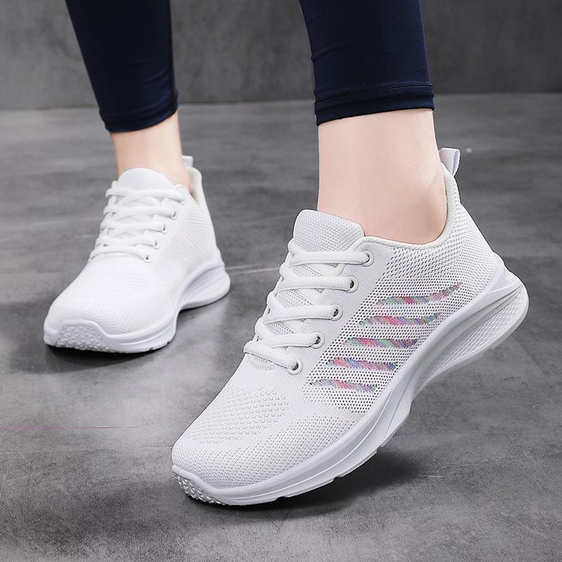 Spring and Autumn Women's Shoes Mesh Breathable Sneakers Women's Walking Casual Travel Shoes Lightweight Flying Weaving Student Running Shoes