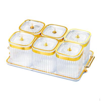 Condiment Box with Lid and Tray Appetizer Plate Salt Sugar Container Divided Serving Dishes for