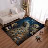 Luxury Golden Peacock and Floral Pattern Carpet, Dark Blue Style Suitable for Use As an Anti-slip for Living Room Bedroom Sofas