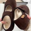 [Armano] Heel height 4cm Mary Jane shoes fluffy shoes suede Velcro velvet warm casual cotton shoes winter
