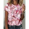 3D Colorful Floral Pattern Women's T-shirts Summer Casual Round Neck Top Short Sleeve Loose Casual Daily T-shirts