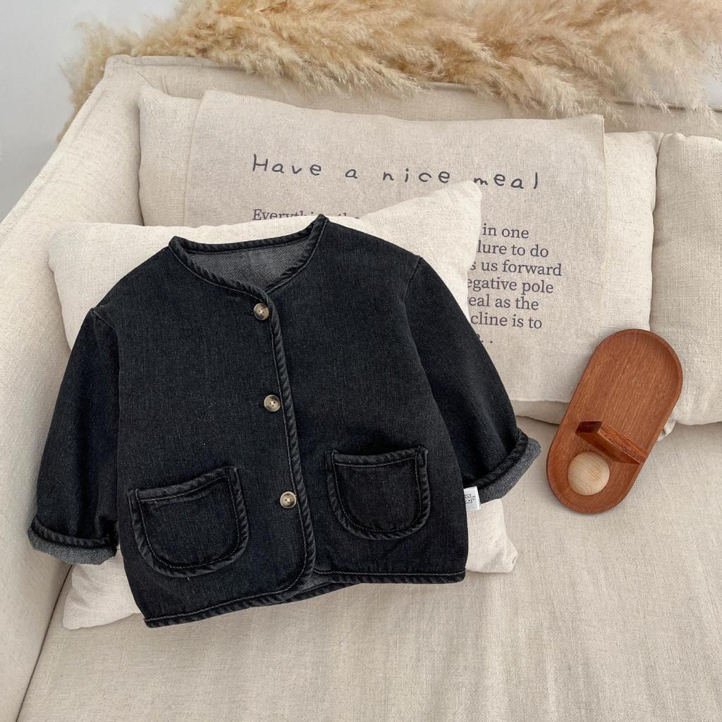Boy's Fashionable Denim Jacket & Versatile Cuffed Pants Set