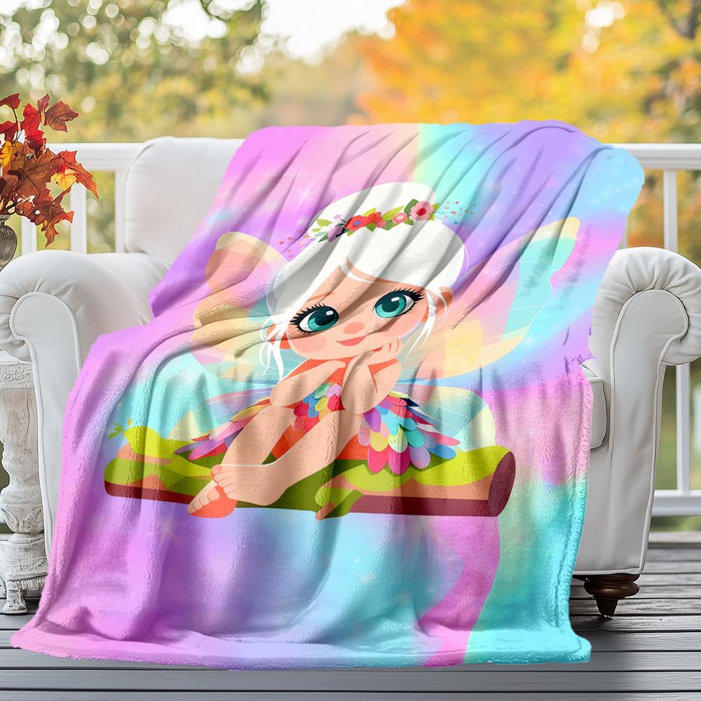 Feen-Regenbogen Outdoor Flanell-Decken, Outdoor-Reise, Heimdecken, Fan-Geschenke, Geeignet für alle Jahreszeiten, Weihnachtsgeschenke. R1127171