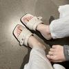 Krazing Pot Mules Fashion Sheep Skin Thick Heels Peep Toe Flip Flop Summer Size 42 Preppy Style Women Sandals