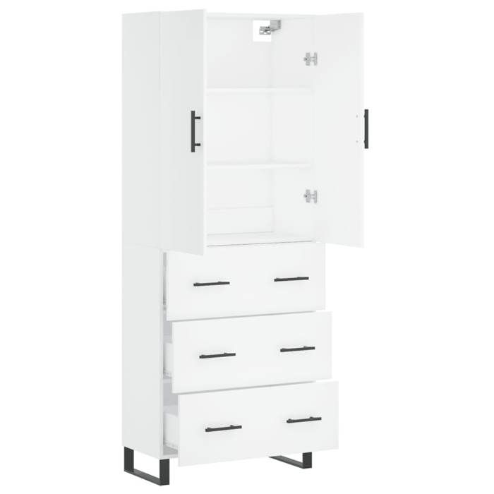 Exclusive House - White High Buffet 69.5x34x180 Cm Engineered Wood