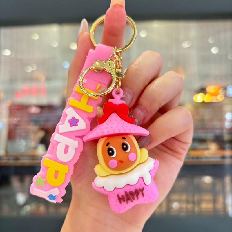 

Cute Star Cookie Man Keychain Cartoon Bag Accessory Charm Decoration Phone Hangings Toys Gifts