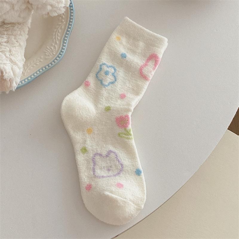 Australian Velvet Women's Autumn and Winter Cartoon Cute Postpartum Socks, Thickened Warm Home Floor Sleeping Socks