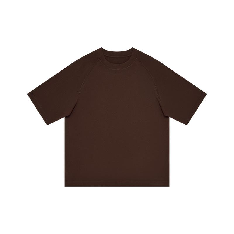 

Тяжелая хлопковая футболка реглан с короткими рукавами 300 г, мужская летняя молодежная свободная мужская футболка с рукавами до локтя в стиле ретро XL