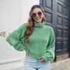 Chic Women Colorful Blend Autumn Loose Turtleneck Balloon Sleeve Winter Sweater Sizes S to L
