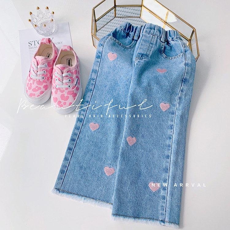 Girls' Love Embroidery Casual Jeans EJ308
