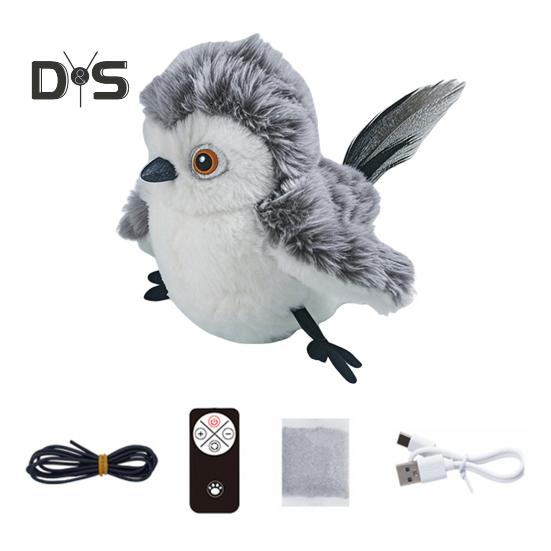 Flapping Bird Cat Toy Interactive Chirping Bird Catnip Toy with Lifelike Sound Touch Activated Rechargeable Bird Cat Kicker Toy for Indoor Cats
