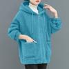 Abrigo con capucha y cordón para mujer, chaqueta de manga larga con bolsillos y cremallera, cárdigan de felpa gruesa, prendas de vestir, ropa de calle, otoño e invierno